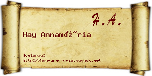 Hay Annamária névjegykártya